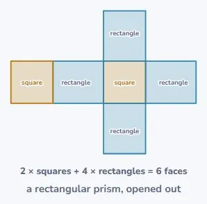 A net is a solid, laid flat