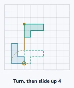 Two steps: turn, then slide