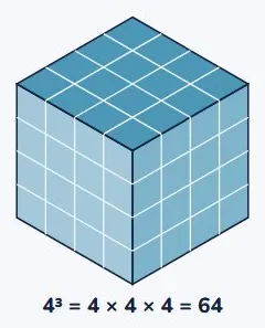 A small raised 3 means cubed